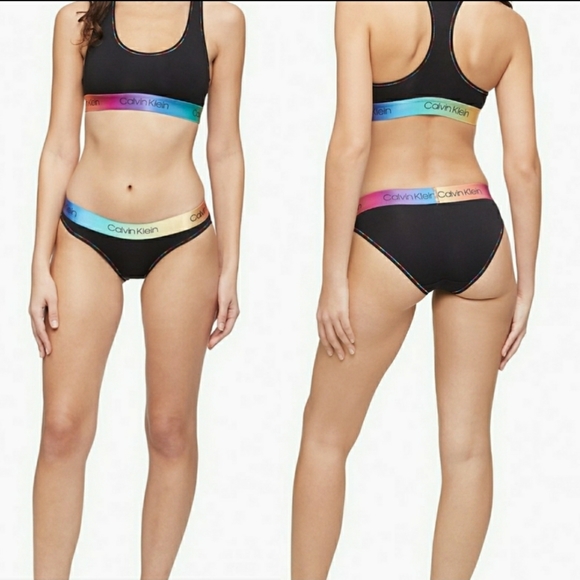 Calvin Klein PRIDE Modern Cotton Unlined Bralette and Bikini Bottom - Picture 1 of 2
